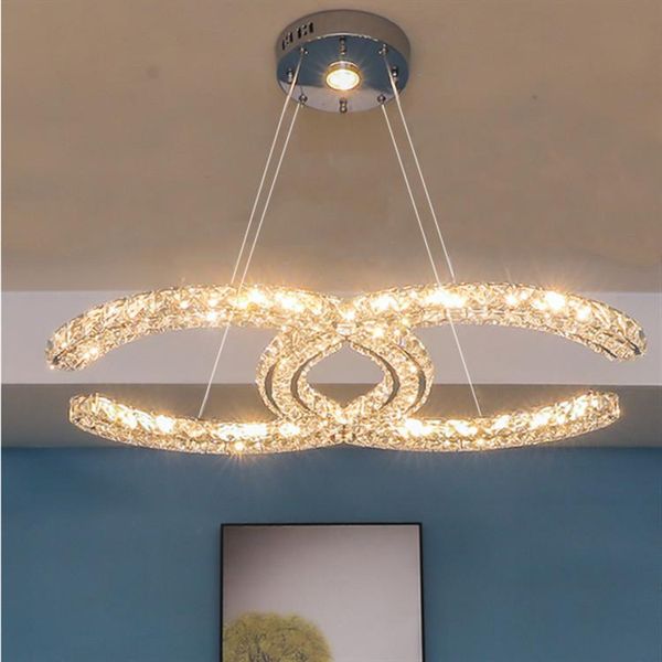 

pendant lamps modern stainless steel crystal chandelier led remote control stepless dimming lamp bedroom dining room lighting