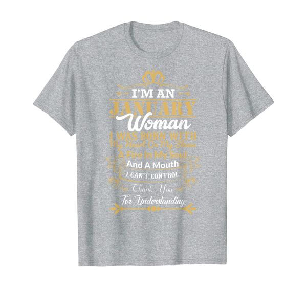 

woman born in january t-shirt birthday gift shirt, White;black