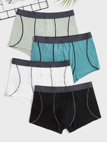 

men 4pcs stitching boxer brief 30wa#, Black;brown