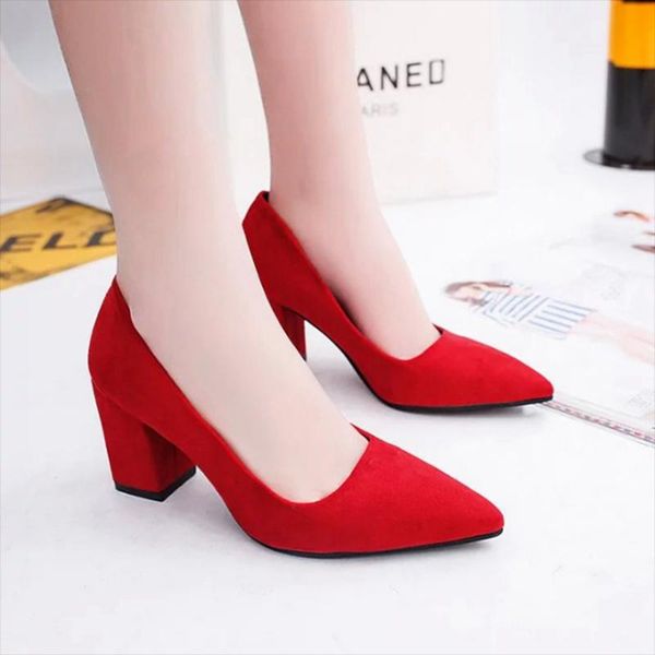 

dress shoes 2021 autumn female sandals pointed lady high heels black with thick wild single women sandalias femeninas