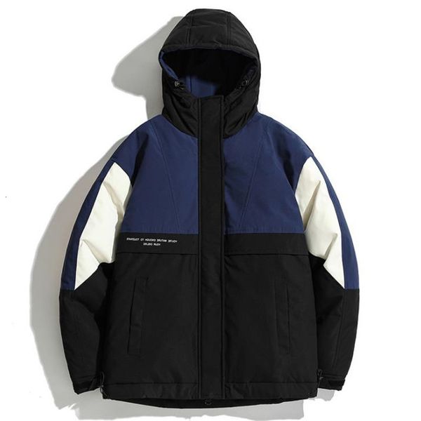 

men's thermal down jacket thick hooded coat overcoat winter parka 90% white duck, Black