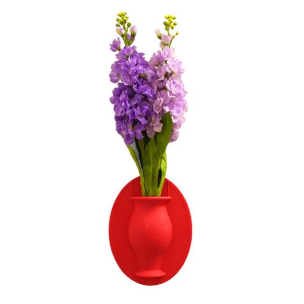 

vases silicone vase easy removable wall flower plant for home offices decorations sticky