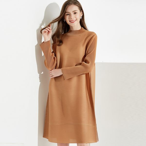 

2021 new pleated plus size women's autumn fashion long sleeve haze yellow aesthetic indie clothes 5108 jr9k, Black;gray