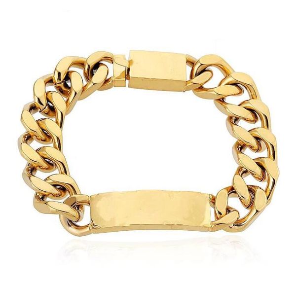 

designer bracelets for men and women stainless steel cuban link iced out bracelets bracciali chain bracelet for women male drop shipping, Black