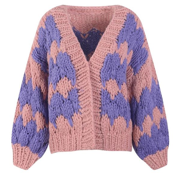 

women's knits & tees thick sweater cardigans women loose knit v-neck long sleeve 2021 autumn winter outerwear casual fashion japanese, White