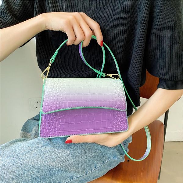 

evening bags stylish gradient color crossbody for women 2021 alligator pu leather should bag handbag designer bolsos sac