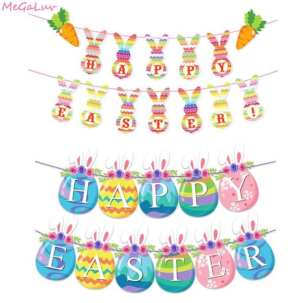 

party decoration happy easter banner hanging garland foil ballons decorations for home kids favors diy supplies gifts