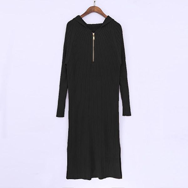 

casual dresses 2021 autumn fashion dress loose korean version of the split thick lazy wind over knee party bag hip knit women, Black;gray