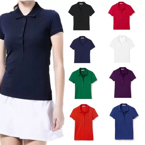 Polo Feminino Camisa Polo Feminina Crocodilo Bordado Clássico Feminino Manga Curta Polo Lazer Golf Tee