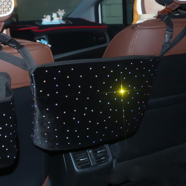 

car organizer diamante storage bag hanging seat seatback shiny pocket trunk durable