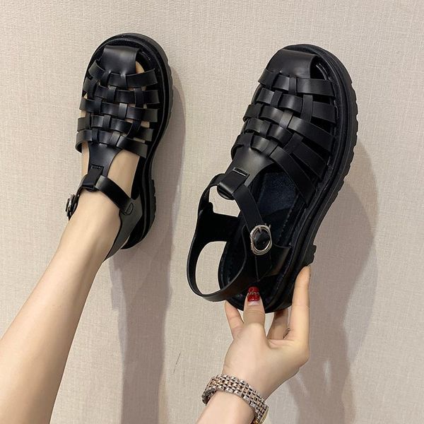

dress shoes 2021 women's sandals women fashion summer flats casual buckle slippers party female, Black