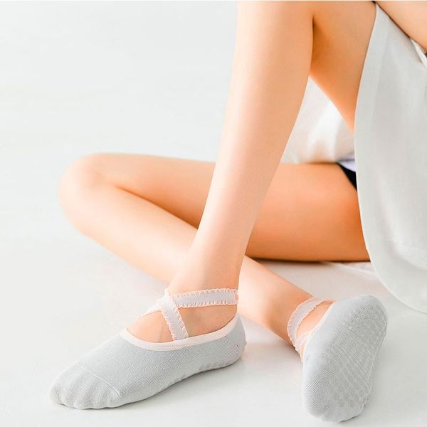 

sports socks 2 pair women anti-slip fitness dance pilates ballet professional indoor bandage yoga workout ladies, Black