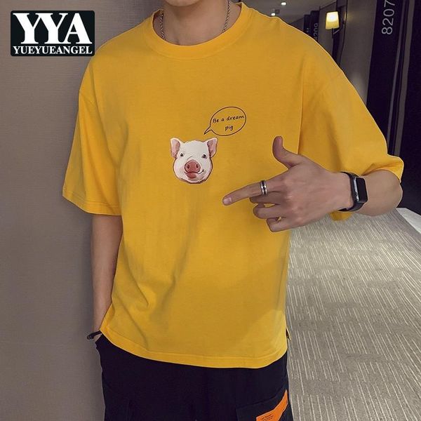 

men's t-shirts harajuka funny print half sleeve o-neck mens pullover cotton loose casual fit plus size m-3xl male tees streetwear, White;black