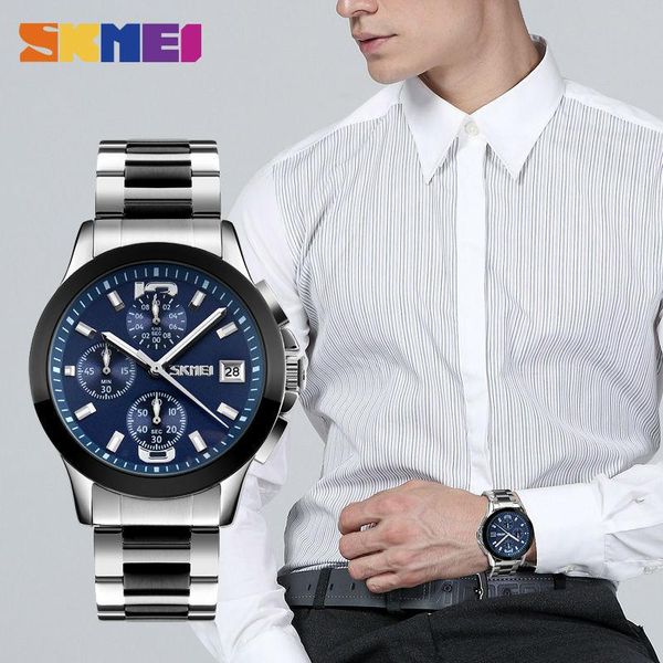 

wristwatches skmei business mens watches watch men 3bar waterproof casual quartz relogio masculino 9126, Slivery;brown