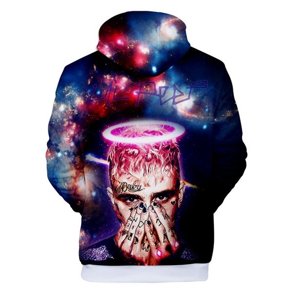 

xxxtentacion and lilpeep digital print 3d hoodie, Black