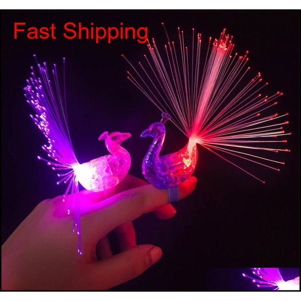 

led glow peacock finger light laser beams ring optical fiber toy flash kid fluorescent shiny neon flashin jllvxt dayupshop, Silver