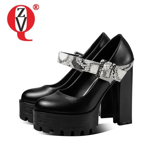 

dress shoes zvq woman style good qualtiy solid color round toe genuine leather pumps heels spring comfortable concise working, Black