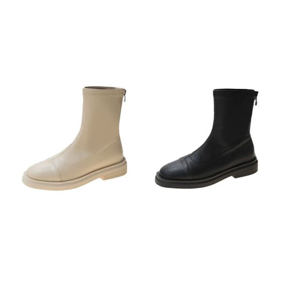 

2021 fashion round head thick heel short boots/ dlj80202, Black