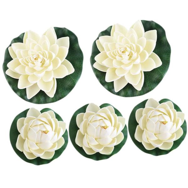 

decorative flowers & wreaths 5pcs fashion and creative artificial pond plants lotus lilies (white)