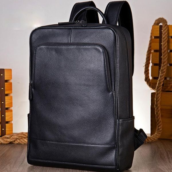 

backpack casual business leather large capacity men's computer layer men