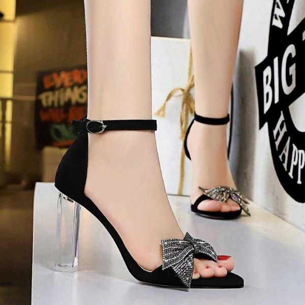 

sandals women fashion high heels flock bow solid color female square pointed toe ladies summer outdoor party footwear, Black