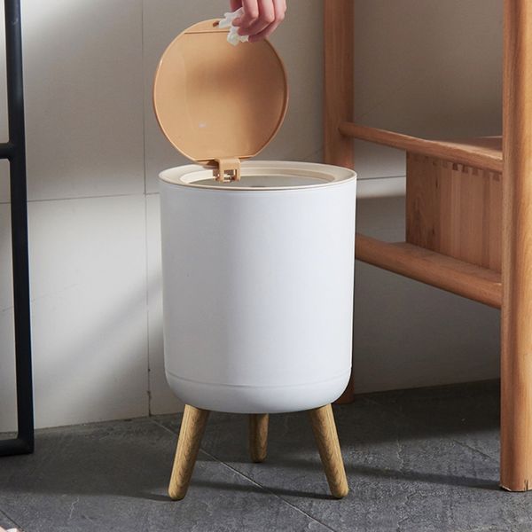

one-press trash can with id waste basket nordic stye modern garbage cans for kitchen bathroom bedroom 7