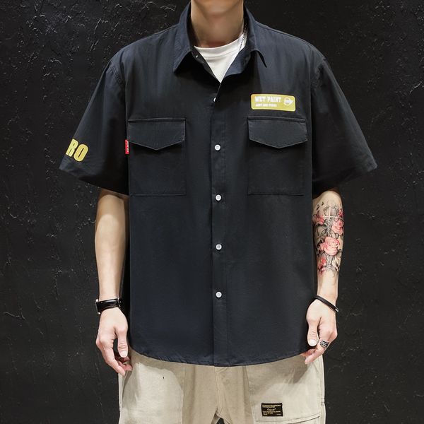 

2021 new short sleeve fashion classic plaid casual personality trend men's shirt jacket y5zl, White;black