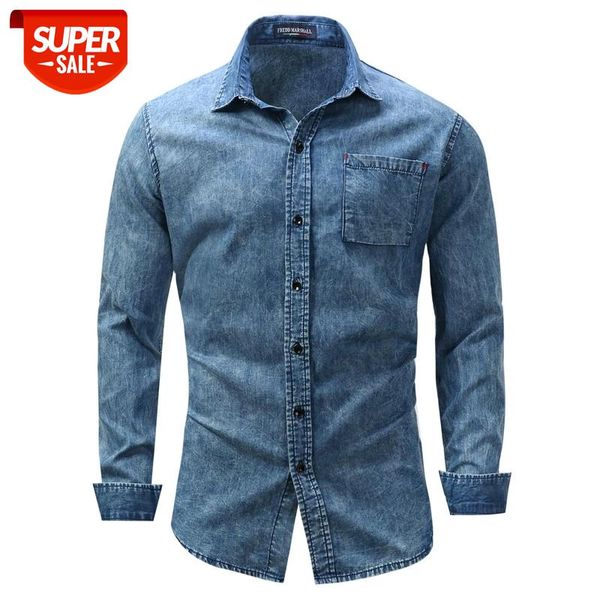 

new 2020 men's fashion denim shirt men long sleeve solid casual slim fit mens shirts eur size camisa social masculina plus size #bc0l, White;black