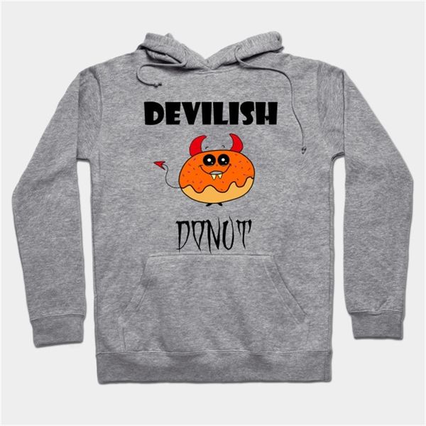 

new devilish little devil doughnut print hoodie, Black