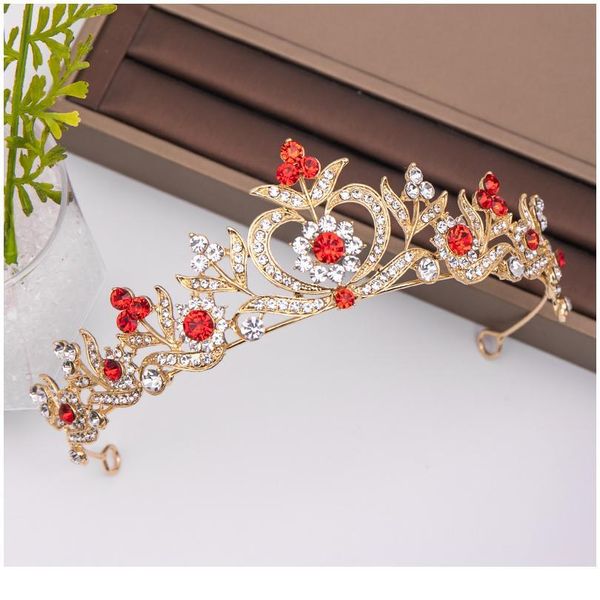 

trendy gold redrhinestone crystal crown flower bridal hair accessories wedding headpiece hair ornaments bride hair jewel jllhbe, Silver