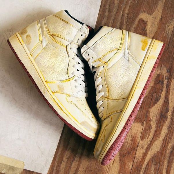 

2021 jumpman 1 men's basketball shoes distressed oxidized red sole joint sneakers