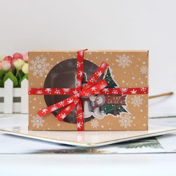 

gift wrap 24 pcs christmas cookie boxes cupcake with clear window paper xmas diy cake decorative treat vj-drop