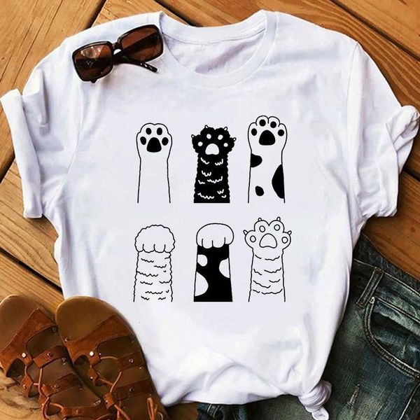 

women's t-shirt cute cats print summer women tshirt funny cartoon t shirt female kawaii anime ullzang 90s fashion korean style tee, White