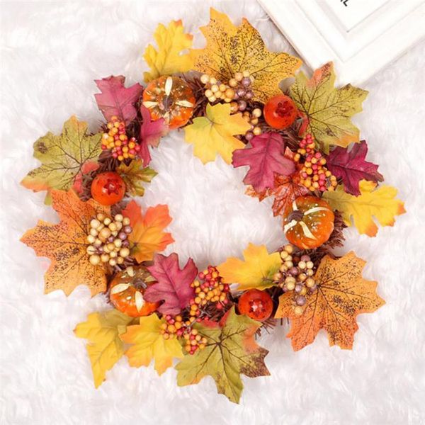 

decorative flowers & wreaths 1pc halloween pumpkin door wreath 35cm decor wall hanging ornament 0912#30