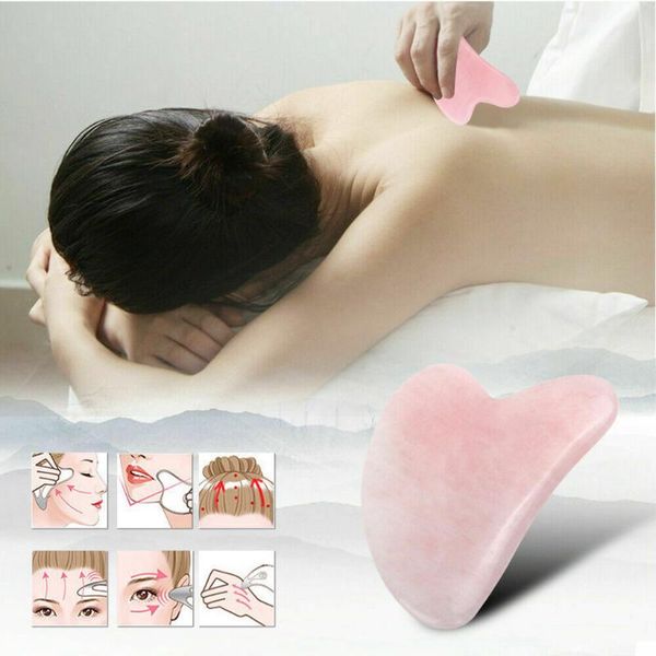 

waist support natural stone massage ice rose quartz massager facial neck therapy scraper health care for face body guasha, Black;gray