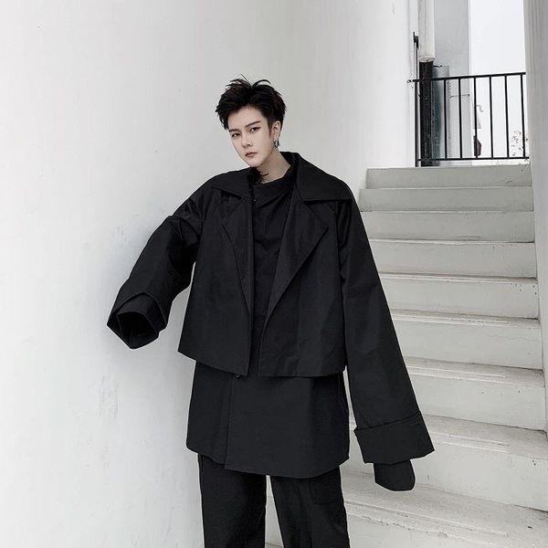 

men's jackets men japan harajuku streetwear short jacket overcoat male vintage casual cardigan coat outerwear, Black;brown