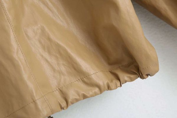 

designernew imitation leather short camel windbreaker hooded 2020 women's n8-1036, Black