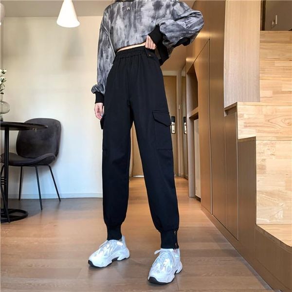 

women's pants & capris 2021 winter cashmere thickened black handsome high waist legged ins loose and thin work clothes casual, Black;white