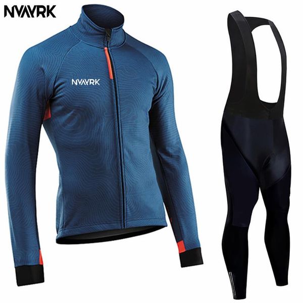 

racing sets nvayrk 2021 cycling jersey spring clothing long sleeve shirt set bib pants men breathable mtb bicycle, Black;blue