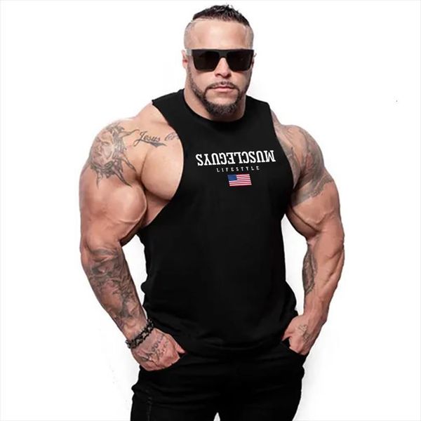 

brand clothing bodybuilding gyms stringer tank men fitness sleeveless shirt muscle guys summer cotton vest, White;black