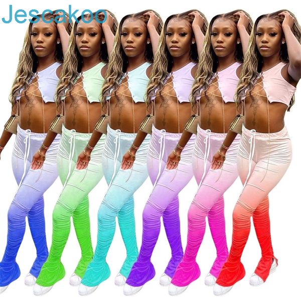 

two piece set women metal chain strap crop pants set j202, Gray