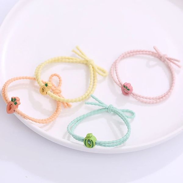 

cute fruit hair bands elastic rubber band ponytail holder gum for hair ties scrunchies hairband hair rope for women girl, Pink