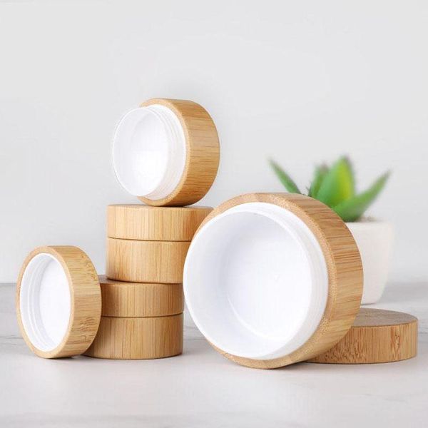 

10pcs 5g/10g/30g/50g empty natural bamboo cosmetic jar refillable bottles travel face cream pots lotion vials makeup containers
