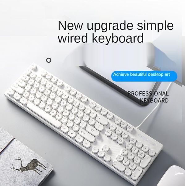 

lightweight and silent wired keyboard usb waterproof notebook keyboard retro punk for home/office