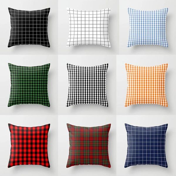

cushion/decorative pillow fashion simple cover double-sided printing linen decorative pillowcase white black lattice sofa home bedroom cushi