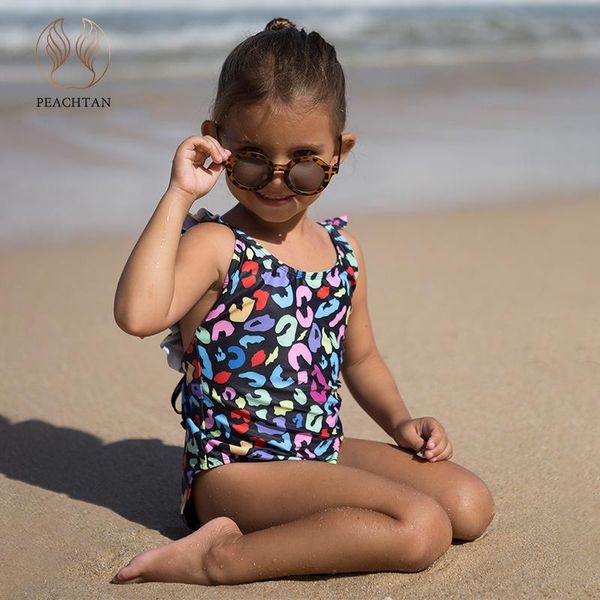 

one-piece suits peachtan child print one piece swimsuit women's swimming suit ruffle swimwear female backless monokini sports bodysuit