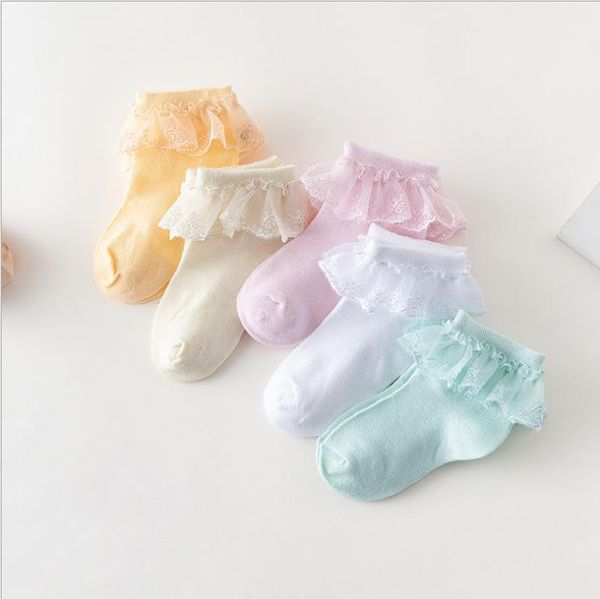 

toddler lace princess sock ruffle girl dance socks frilly breathable girls socks children footsock boutique kids footwear 8 styles bt5662, Pink;yellow