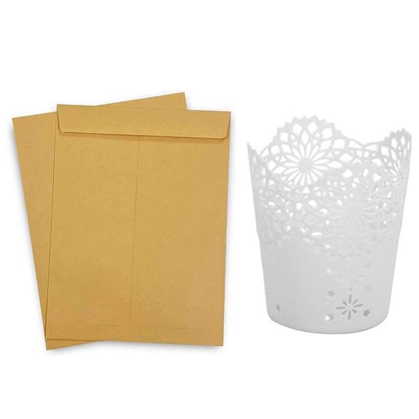 

gift wrap pen holder round plastic brush pencil storage organiser with 50pcs catalog mailing envelope