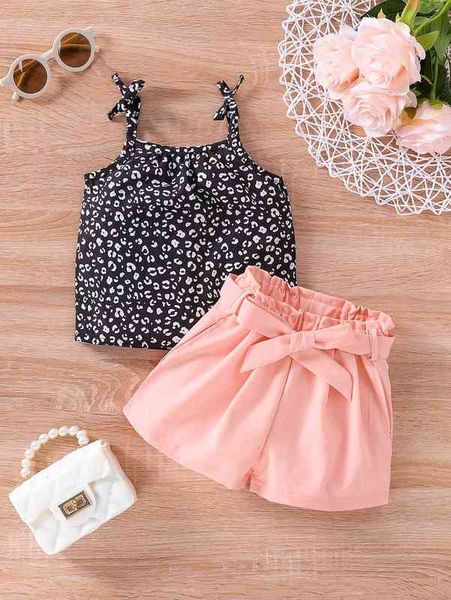 Baby Allover Print Cami Top PaperBag талия Beeted Shorts она