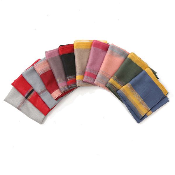 

contrast solid long women's silk scarf sunscreen shawl beach towel, Blue;black